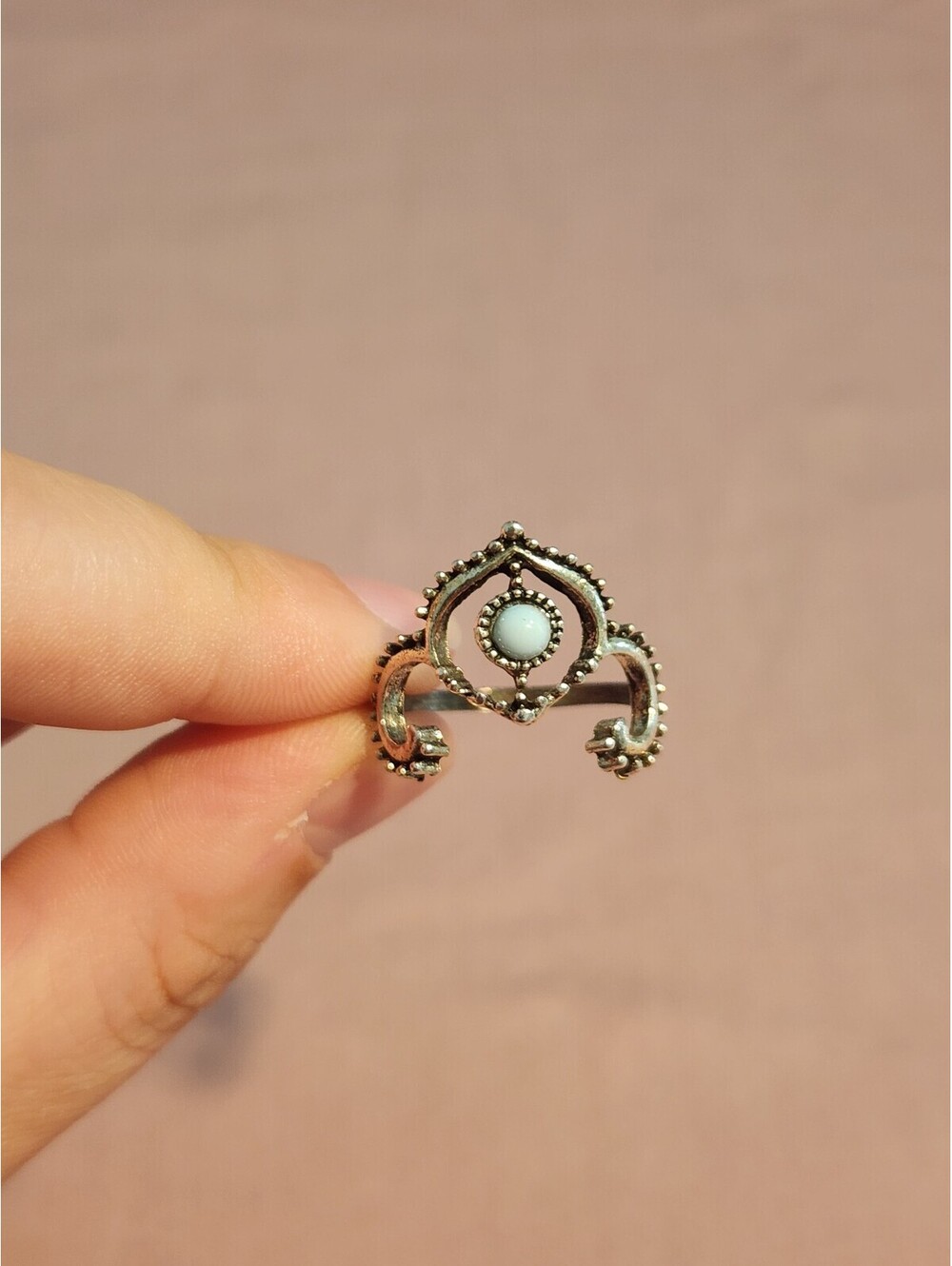 Vintage Style Silver Ring with Turquoise Stone Size 7